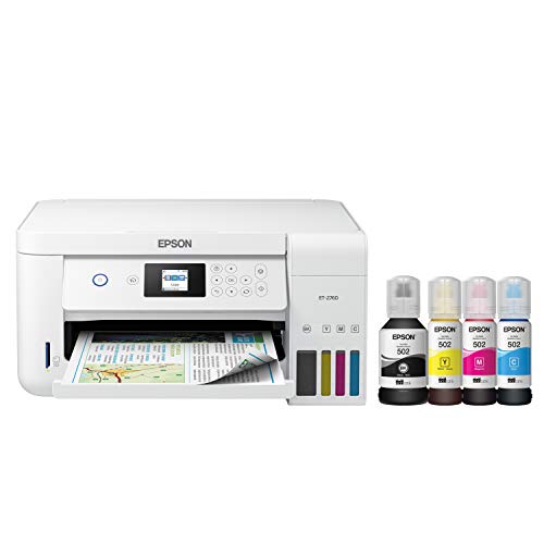 Epson 带扫描仪，复印机和以太网的EcoTank无线彩色多合一无墨盒超级墨盒打印机，常规