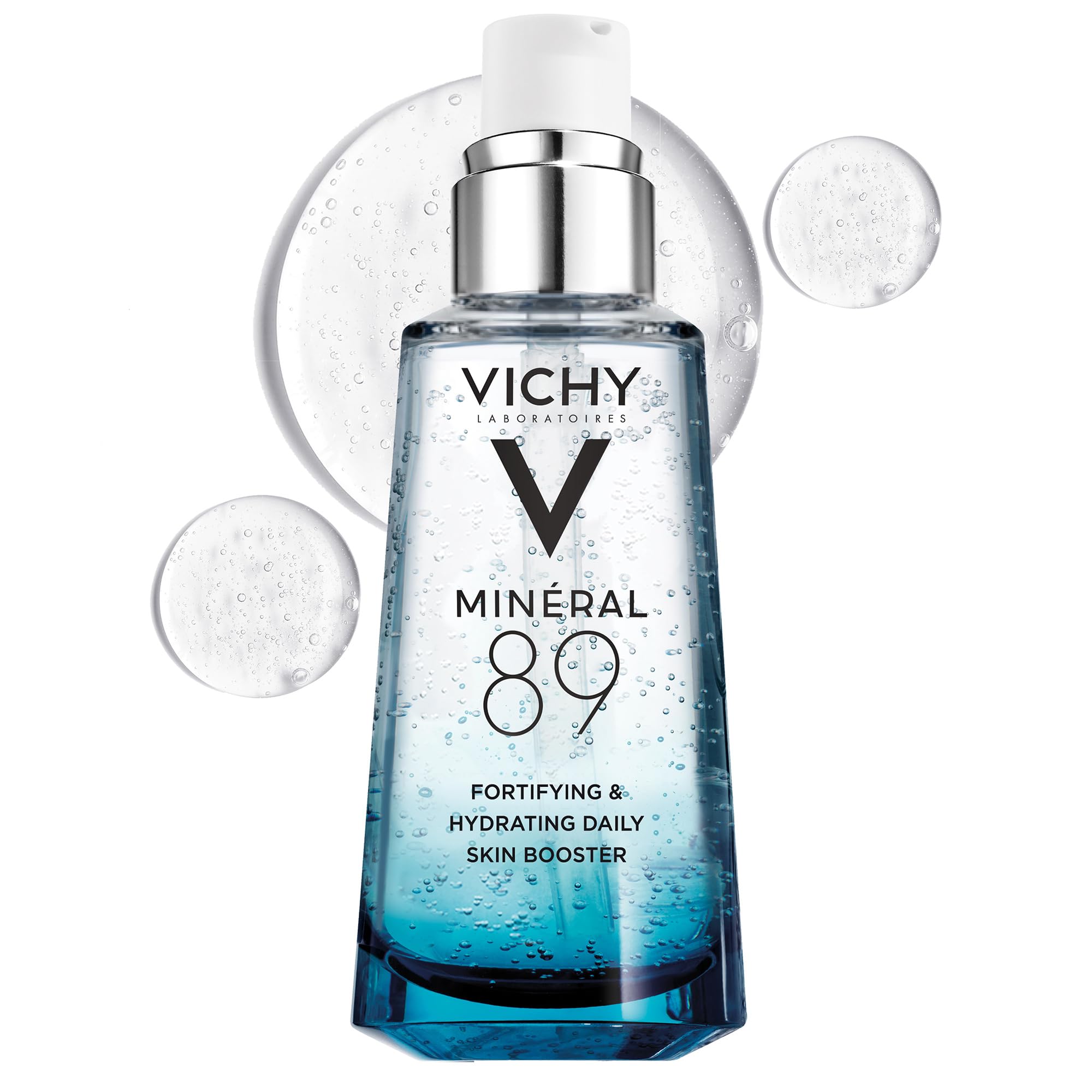 Vichy 矿物质 89 面部精华素 |适合敏感和干性皮肤的面部凝胶保湿霜和纯透明质酸保湿补水精华| 1.7 佛罗里达州盎司