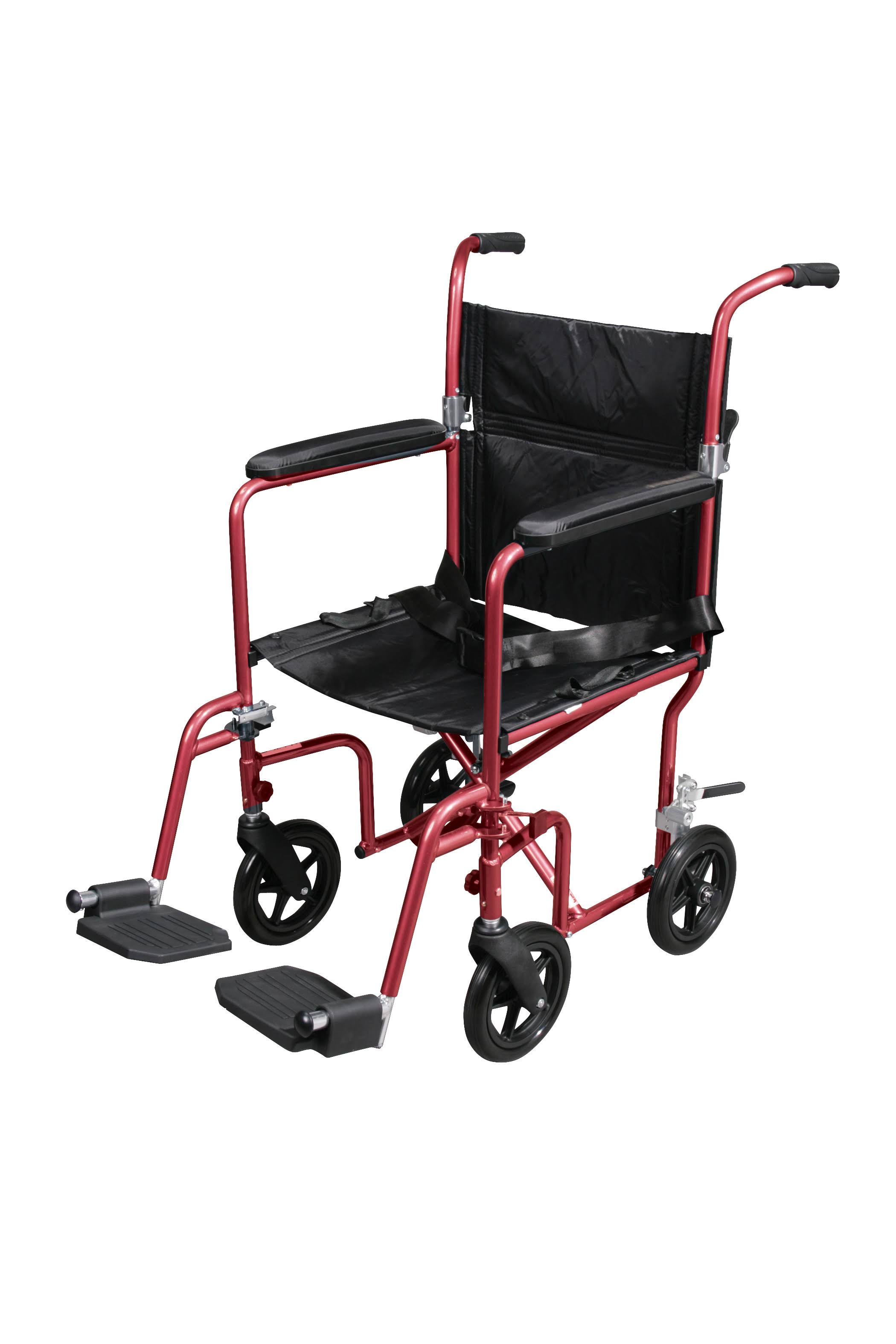 Drive Medical 轻便轻便型运输轮椅，带红色