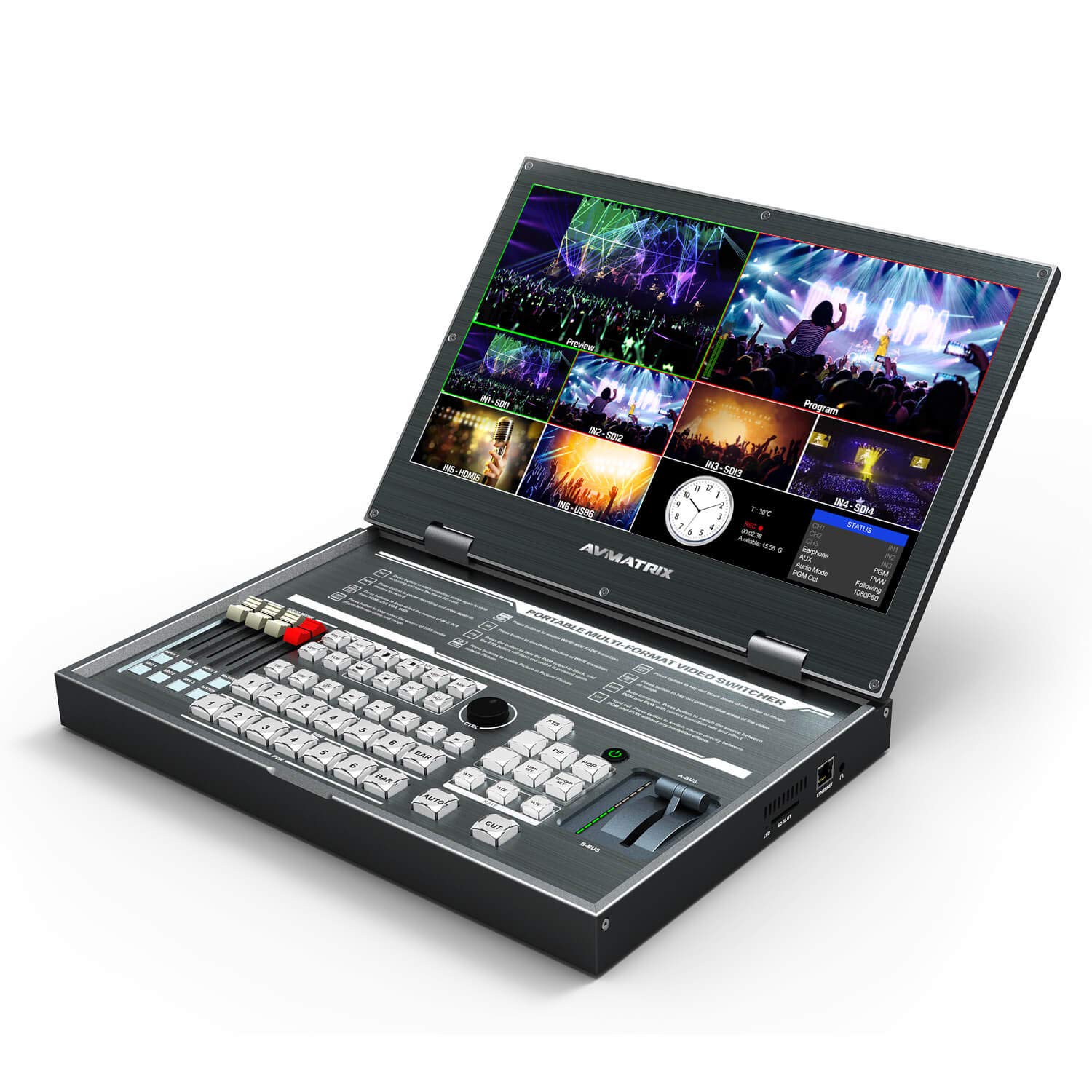 AVMATRIX PVS0615 6-Channel Portable Multi-Format Video Switcher with 15.6