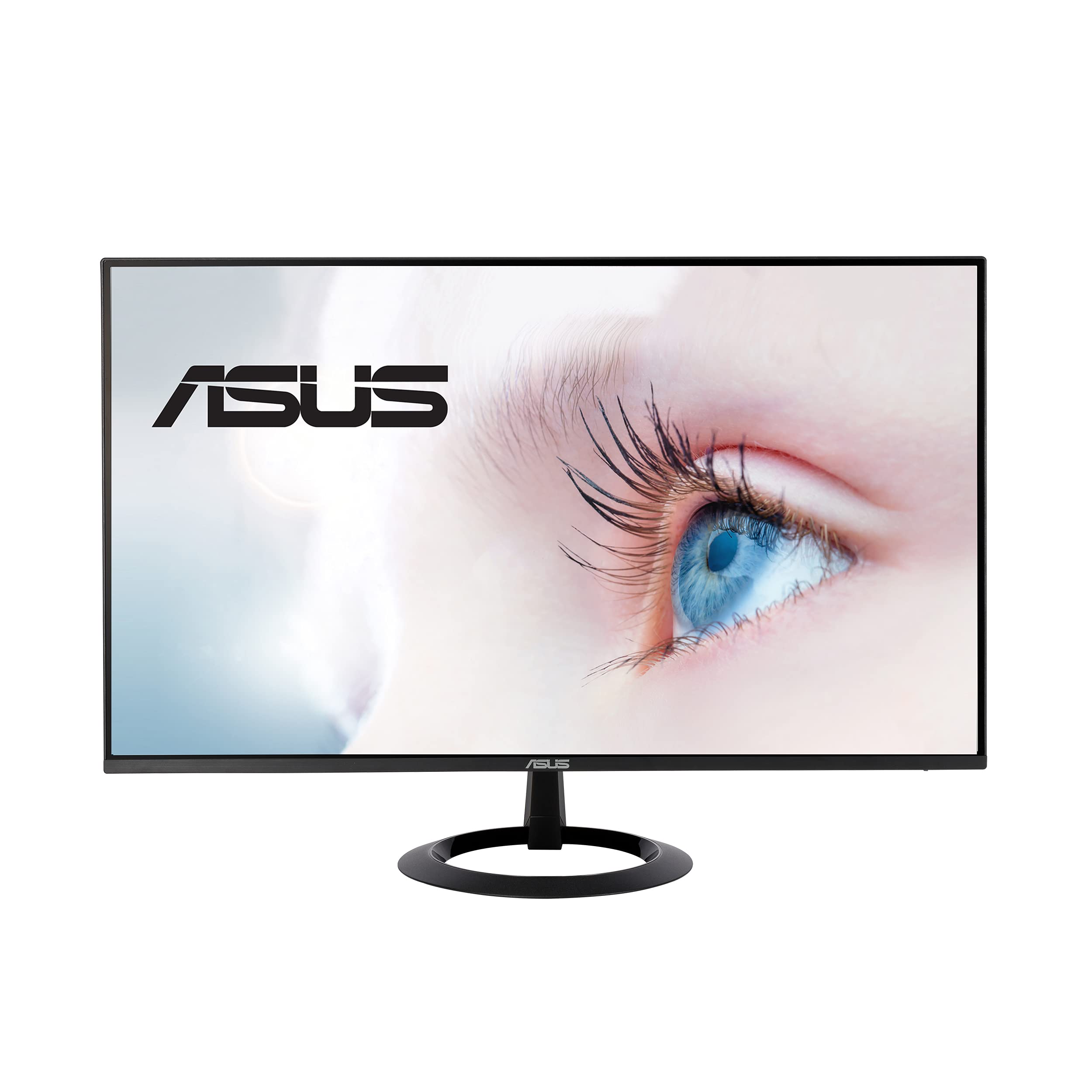 Asus 27 1080P 显示器 (VZ27EHE) - 全高清、IPS、75Hz、1ms、自适应同步/自由同步、低蓝光、无闪烁、超薄、VESA 安装、无框、HDMI、VGA