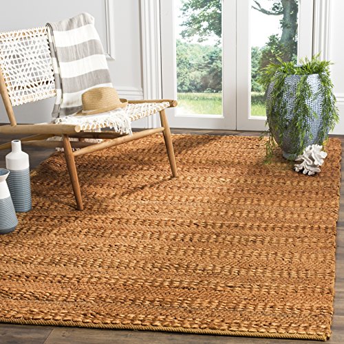 Safavieh 天然纤维系列NF212B黄麻手工编织地毯，6'x 6'Square，米色