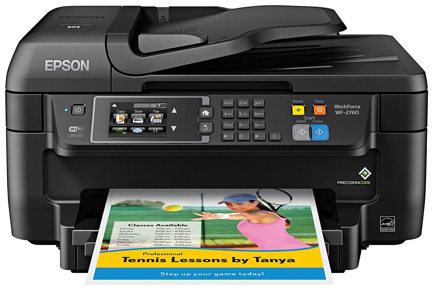 Epson WF-2760多合一无线彩色打印机，带有扫描仪，复印机，传真，以太网，Wi-Fi Direct和NFC