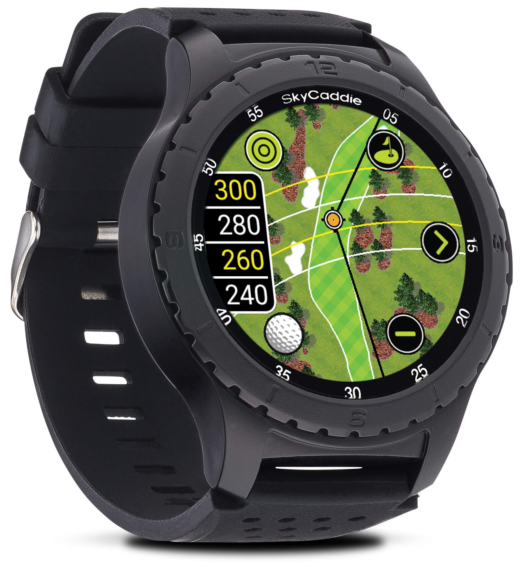 SkyCaddie LX5，GPS 高尔夫手表，带触摸屏显示屏和高清彩色 CourseView 地图，黑色，小号