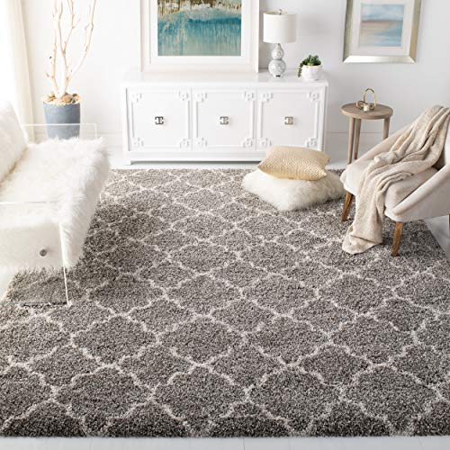 Safavieh 哈德逊粗毛系列SGH282B灰色和象牙色摩洛哥几何四叶形区域地毯（9'x 12'）...