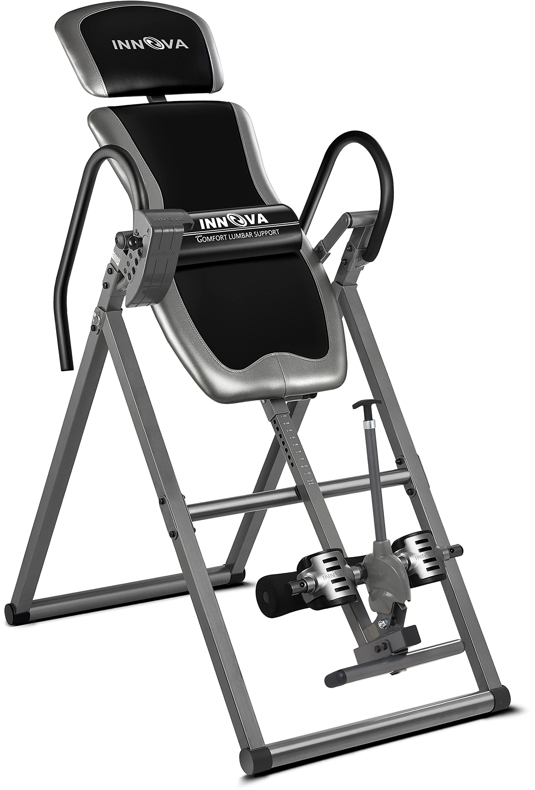 Innova Health and Fitness Innova 倒立台，配有可调节头枕、双面脚踝支架和 300 磅承重能力