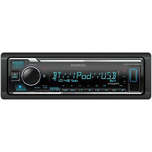 KENWOOD KMM-BT328U 蓝牙汽车音响，带 USB 端口、AM/FM 收音机、MP3 播放器、多色 LCD、可拆卸面板、内置 Amazon Alexa、与 SiriusXM 调谐器兼容