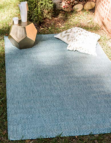 Unique Loom 户外Solid Collection休闲过渡室内和户外Flatweave米色区域地毯（8'0 x 11'4）