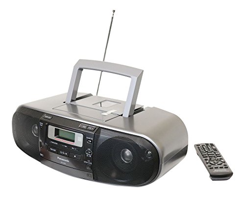 Panasonic RX-D55GC-K Boombox 高功率 MP3 CD AM/FM 收音机盒式录音机，带 USB 和音乐端口高品质音质，带 2 路 4 扬声器（黑色）