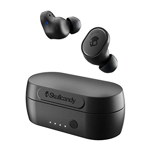 Skullcandy Sesh Evo 真无线入耳式蓝牙耳塞，兼容 iPhone 和 Android / 充电盒和麦克风 / 非常适合健身房、运动和游戏 IP55 防水防尘 - 黑色