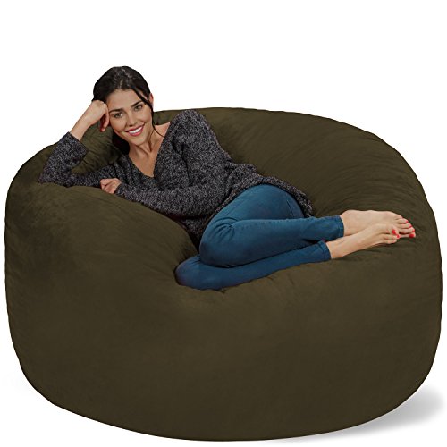 GT Ventures -- DROPSHIP Chill Sack 豆袋椅：巨型 5' 记忆泡沫家具豆袋 - 大沙发，带柔软超细纤维套 - 橄榄色