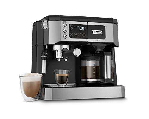 De'Longhi 多合一组合咖啡机和浓缩咖啡机 + 高级可调节卡布奇诺和拿铁奶泡器 + 玻璃咖啡壶 10 杯，COM532M