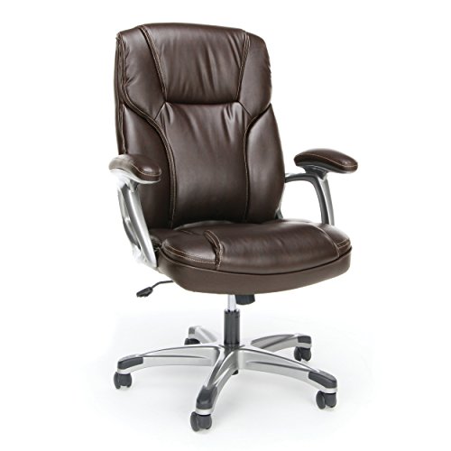 OFM Essentials高背皮革行政办公/带扶手电脑椅-人体工学旋转椅（ESS-6030-BRN）