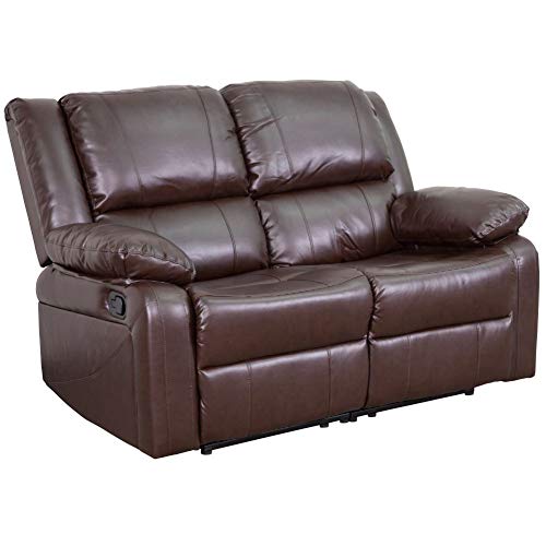 Flash Furniture 带有两个内置躺椅的Harmony系列棕色皮革双人座...