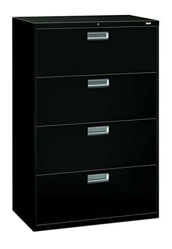 HON 4 抽屉办公室文件柜 - 600 系列横向法律或信件文件柜，18'D，黑色 (H684)