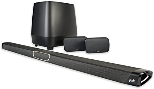 Polk Audio MagniFi Max SR 家庭影院环绕声条 |适用于 4K 和高清电视 | HDMI、光缆、无线低音炮和两个扬声器（黑色）