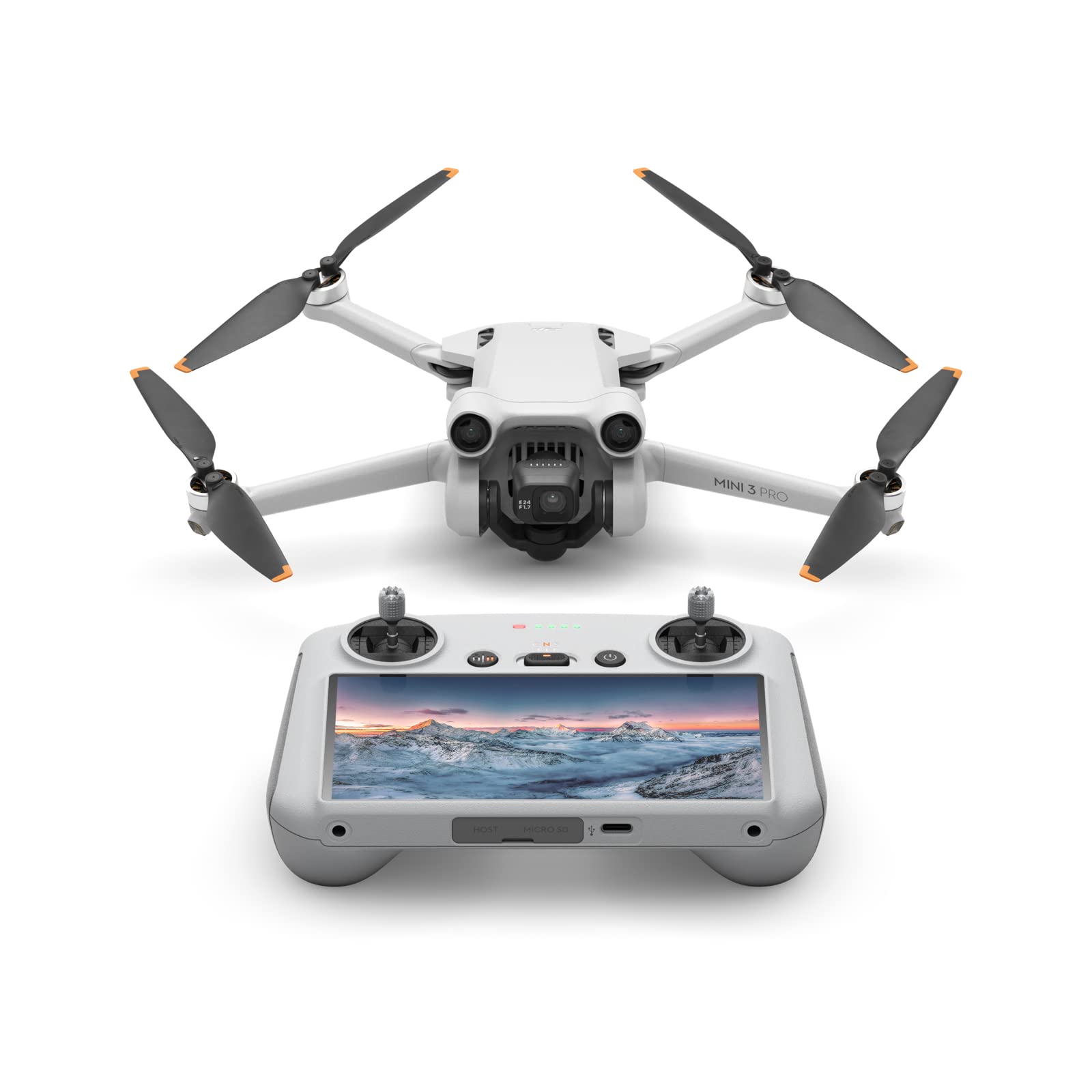 DJI Mini 3 Pro ( RC) 轻型可折叠摄影无人机，具有 4K/60fps 视频、48MP 照片、34 分钟飞行时间、三向障碍物感知、航拍和社交媒体的理想选择