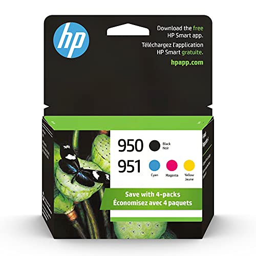 HP 950 黑色/951 青色、品红色、黄色墨盒（4 件装）|适用于 OfficeJet 8600、Offi...