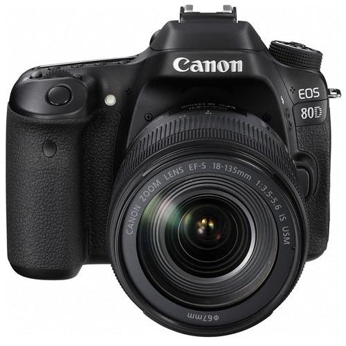 Canon 带EF-S 18-135mm f / 3.5-5.6防抖USM镜头的EOS 80D数码单反套件（黑...