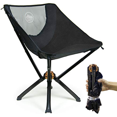 CLIQ 便携式椅子露营椅 - 一款小型可折叠便携式椅子，适合户外任何地方。 5 秒内即可组装完毕的紧凑型成人折叠椅 |露营椅可支撑 300 磅