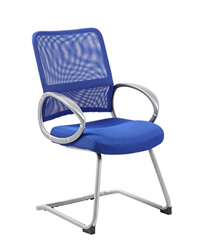 Boss Office Products 蓝色锡合金饰面网状靠背工作椅