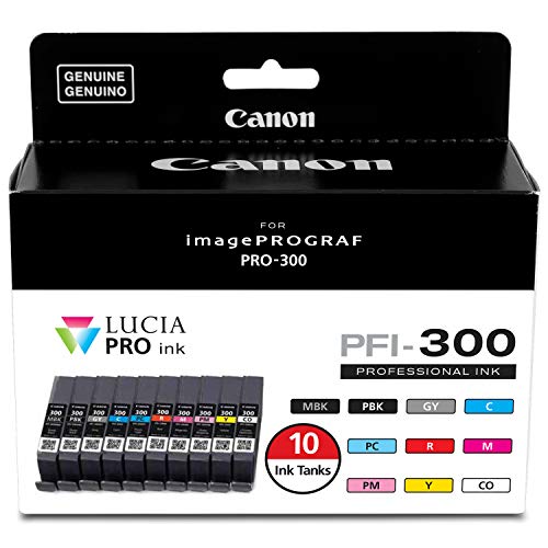 Canon PFI-300 Lucia PRO 墨水，10 个墨水罐，兼容 imagePROGRAF PRO-300 打印机，多功能，标准 (4192C007)