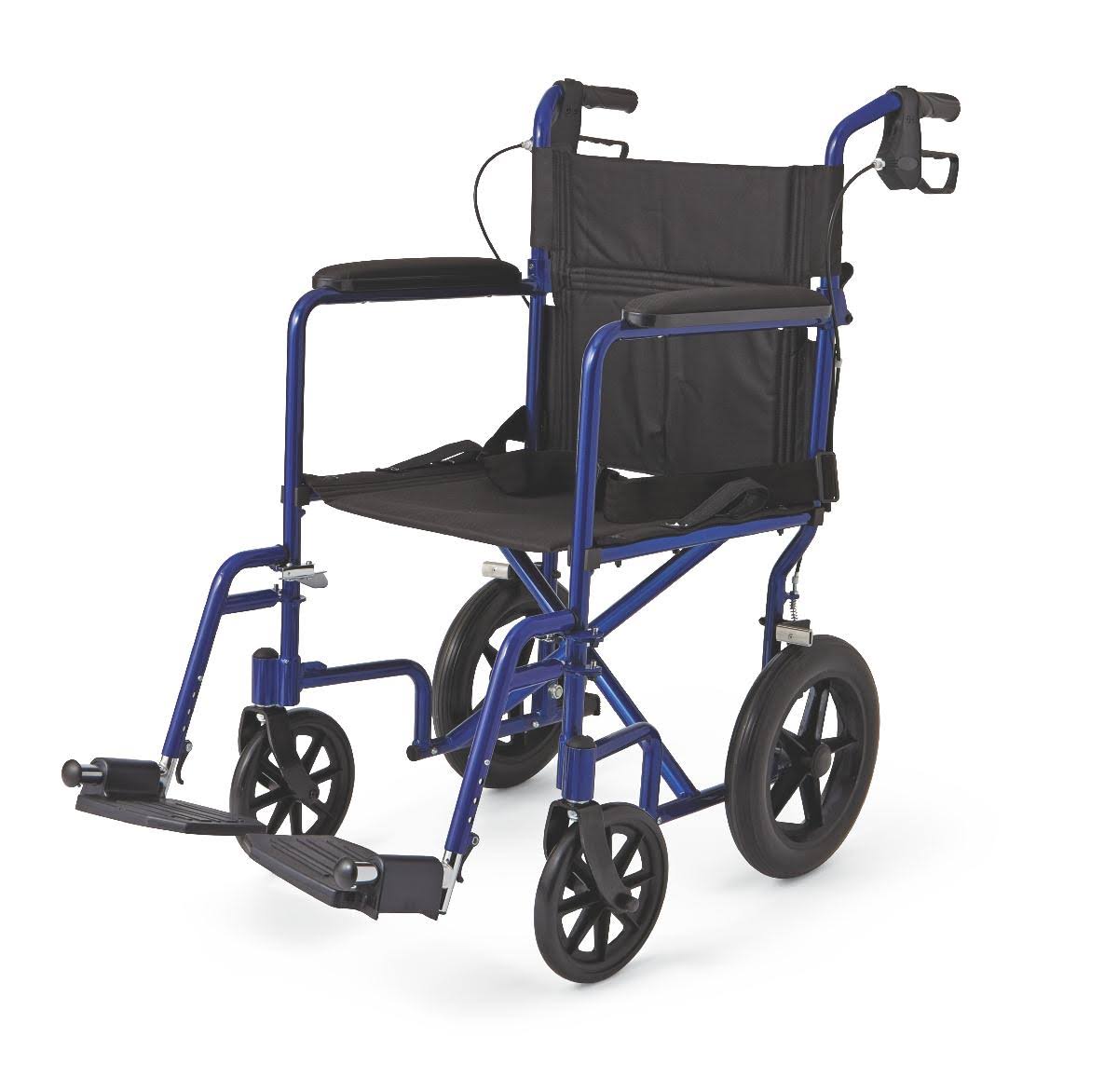 Medline MDS808210ABE带12'轮子的铝制运输椅，蓝色