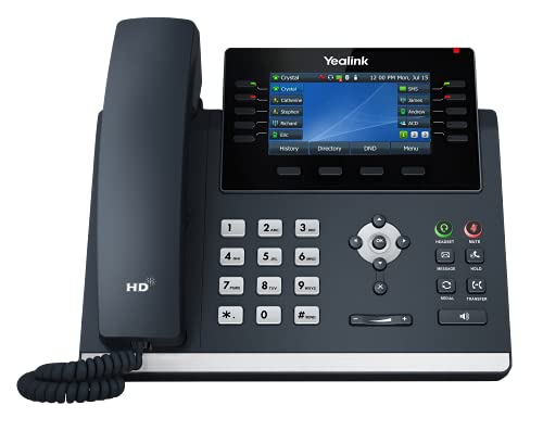 Yealink T46U IP 电话，16 个 VoIP 帐户。 4.3 英寸彩色显示屏。双 USB 2.0、双端口千兆以太网、802.3af PoE、不含电源适配器 (SIP-T46U)