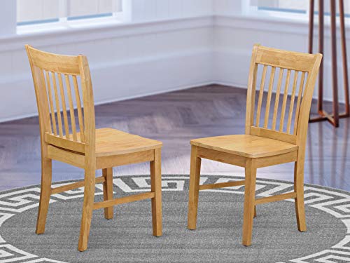 East West Furniture -- DROPSHIP 东西家具NFC-OAK-W诺福克世纪中期餐椅-木椅和OAK实木框架现代餐椅两件套
