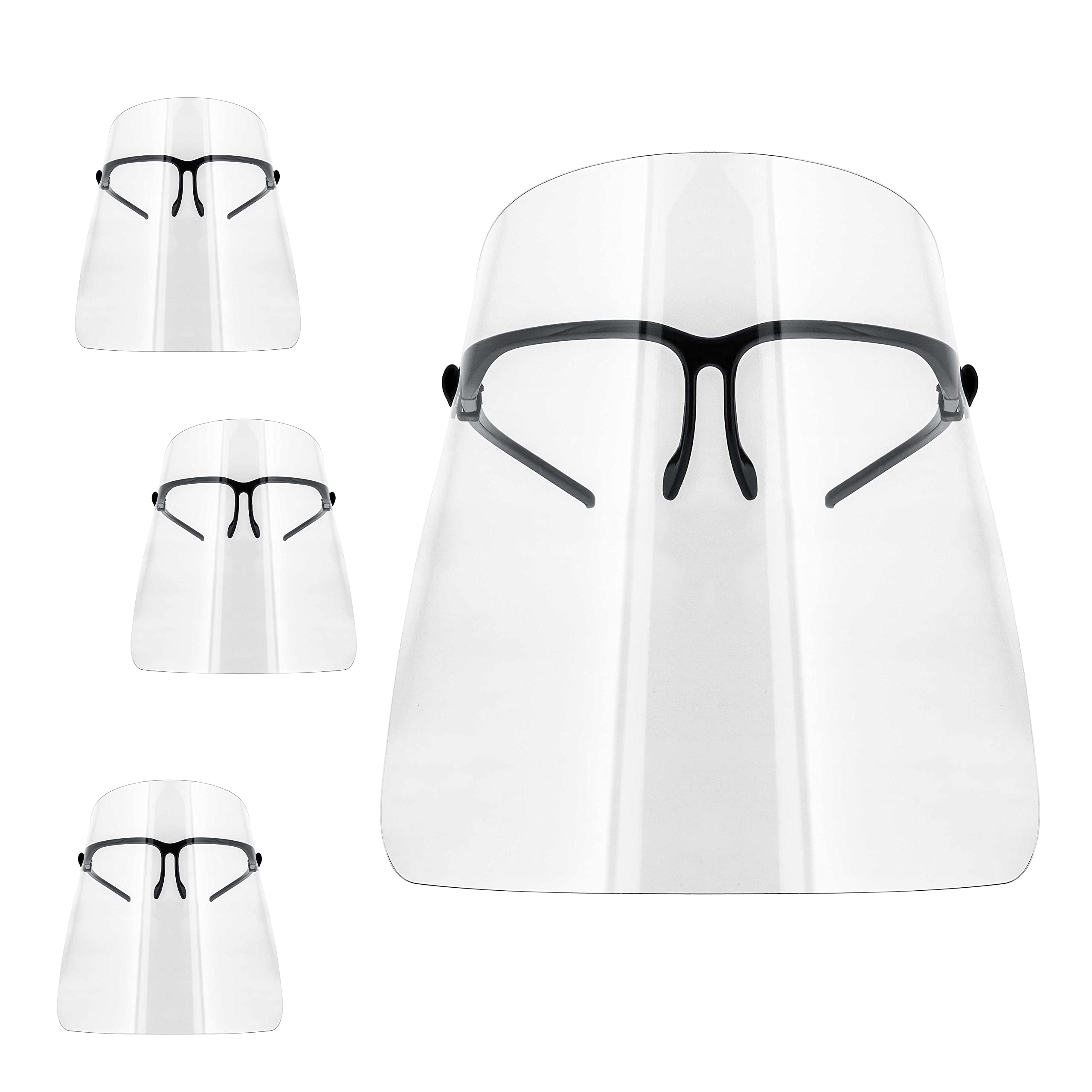 TCP Global Salon World 安全面罩带眼镜框（10 件装）- 超透明防护全面罩
