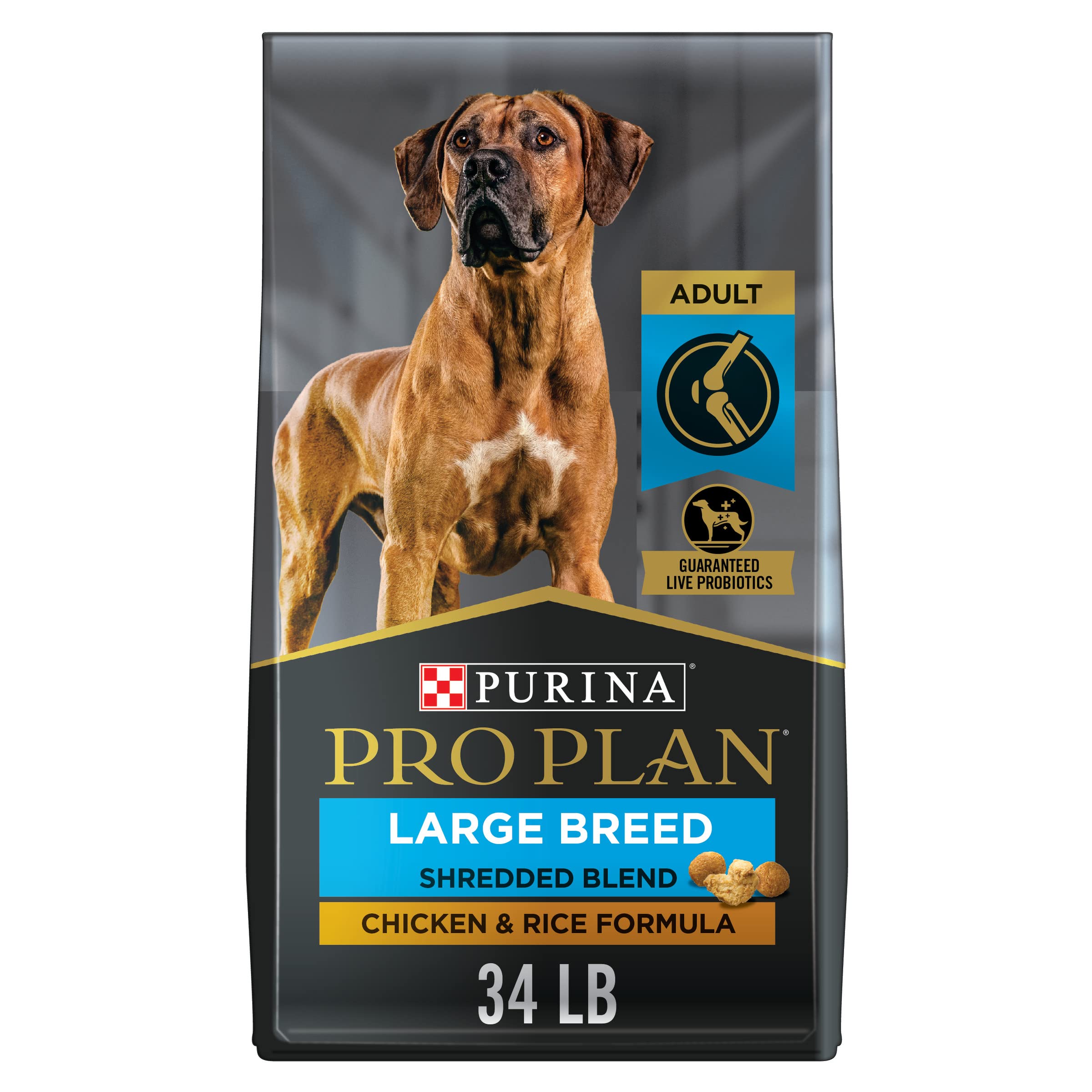 Purina Pro Plan Joint Health 大型犬粮，切碎混合鸡肉和大米配方 - 34 磅袋...