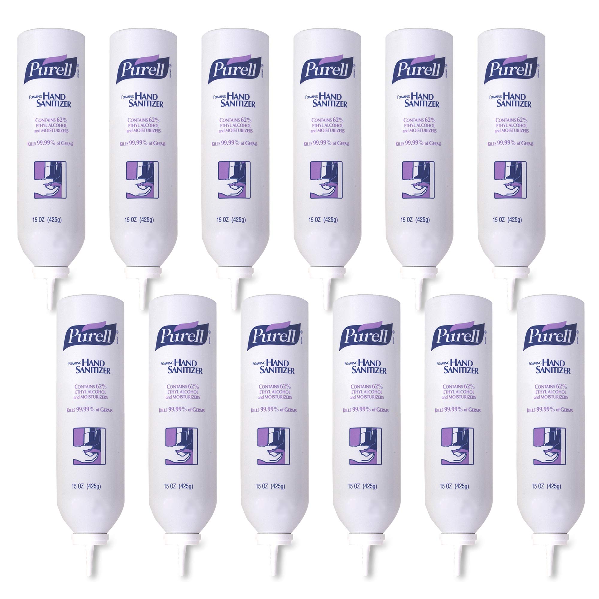 Purell 泡沫洗手液，15 液量盎司泡沫洗手液补充装，适用于 APX 推式分配器（12 件装）- 9698-12