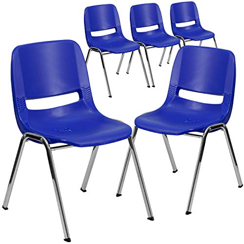 Flash Furniture 5包 HERCULES系列440磅容量的儿童海军蓝绿色人体工学椅，带镀铬框架和...
