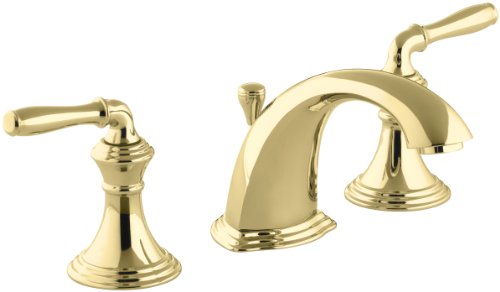 KOHLER 浴室水龙头，浴室水槽水龙头，Devonshire系列，带金属排水孔的2把手大范围水龙头，抛光黄铜，K-394-4-PB