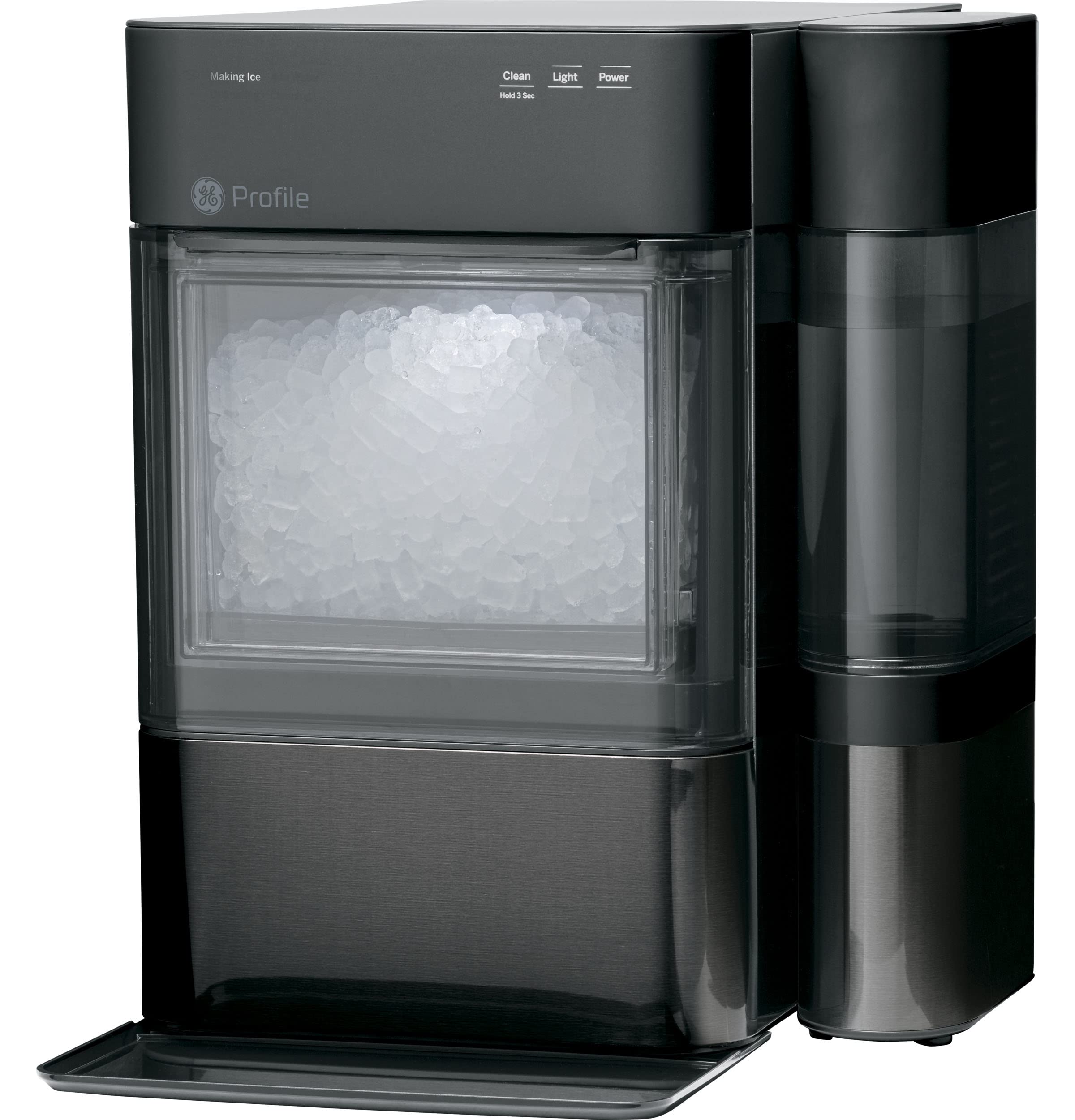 GE 简介蛋白石2.0 |带侧罐的台面 Nugt 制冰机 |带 WiFi 连接的制冰机 |智能家居厨房必备品 |黑色不锈钢