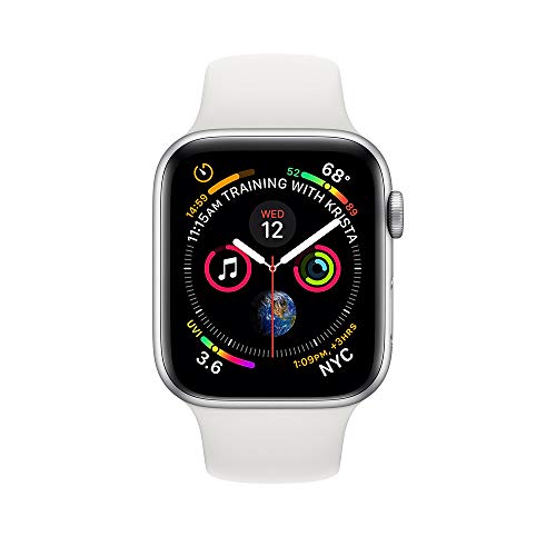 Apple 手表系列 4（GPS + 蜂窝网络，44 毫米）- 银色铝制表壳搭配白色运动表带（更新）