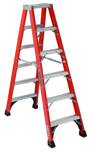 Louisville Ladder 6英尺玻璃纤维双前梯，375磅额定载荷，FM1406HD...