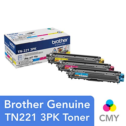 Brother 原装正品普通墨粉盒三盒装TN221 3PK-青色，品红色和黄色墨粉盒各含一个墨粉盒，标准产量（...