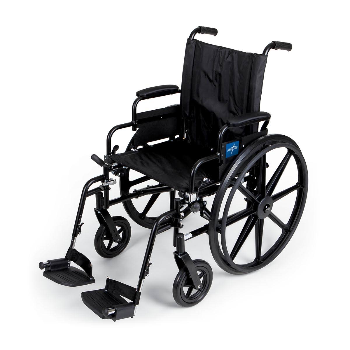 Medline 轻便型轮椅K4-X宽，22英寸座椅，黑色