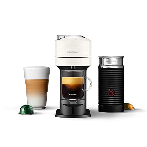 Nespresso De'Longhi Vertuo Next 咖啡和浓缩咖啡机，带 Aeroccino 奶泡器，白色
