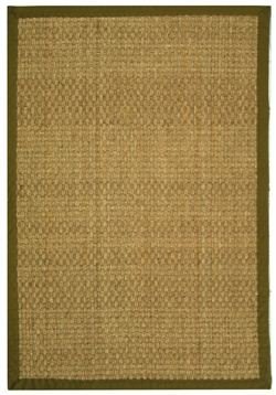 Safavieh 传统地毯 - 天然纤维海草，棉质边框/聚丙烯背衬 - 自然色/橄榄色风格 - 自然色/橄榄色/传统/12 英寸长 x 9 英寸宽/大矩形