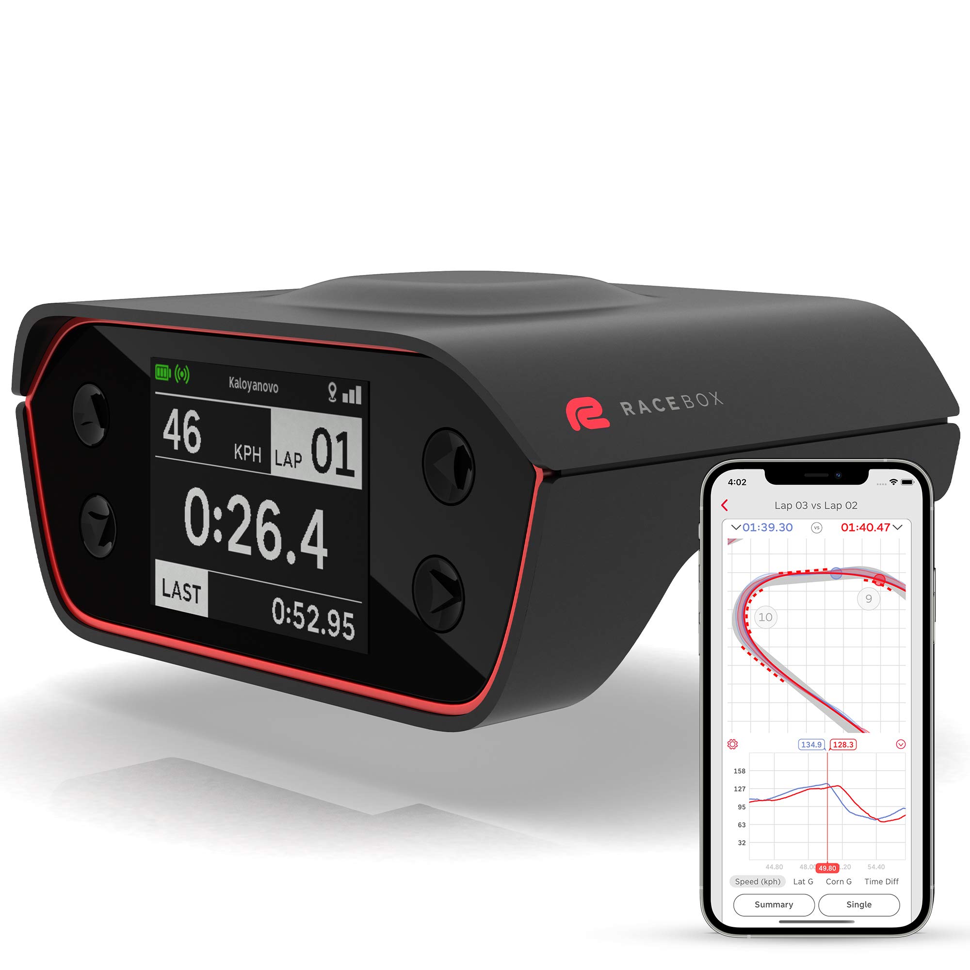 RaceBox 10Hz GPS 官方性能仪表盒，带移动应用程序 - 汽车圈速计时器和阻力计 - 赛车加速度计数据记录器