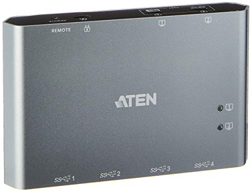 ATEN 具有电源直通功能的 2 端口 USB-C Gen 2 共享交换机 - USB 3.1（第 2 代）C 型 - 外部 - 4 个 USB 端口 - Mac、PC