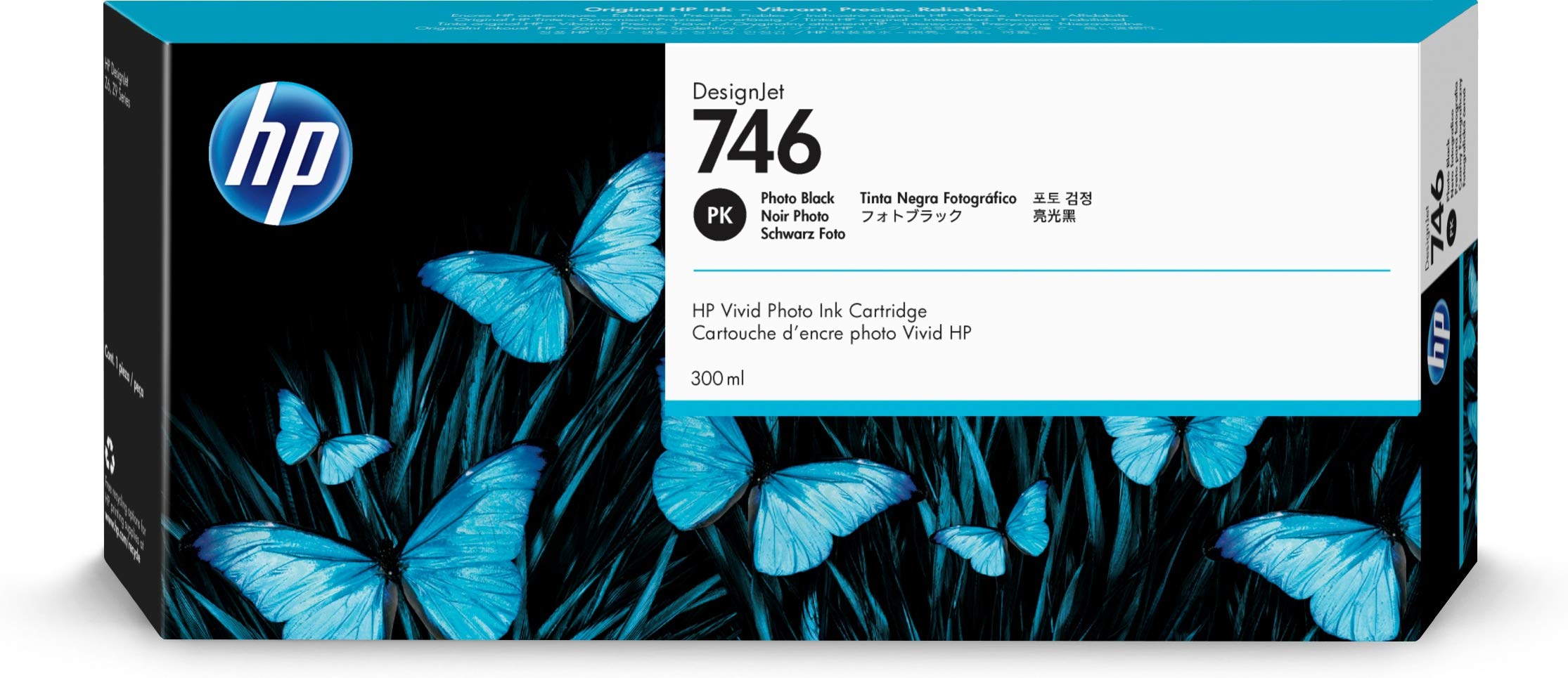 HP 适用于 DesignJet Z6 和 Z9+ 大幅面打印机的 746 照片黑色 300 毫升原装墨盒 (...