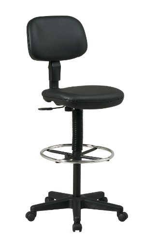 Office Star DC 系列绘图椅，带雕刻座椅和可调节脚环...