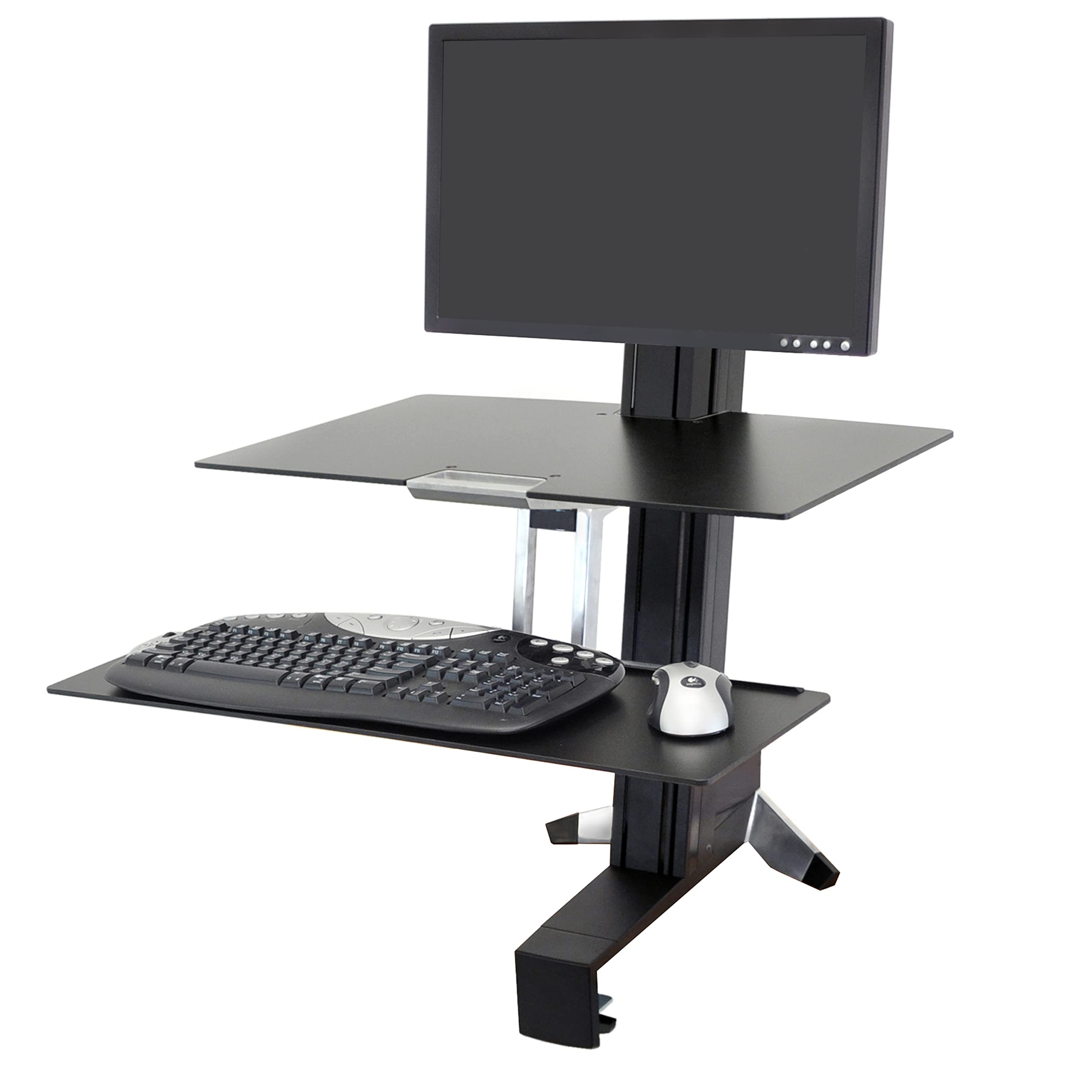 Ergotron – WorkFit-S HD Single Monitor Standing Desk Converter, Sit-Stand Workstation for Tabletops – 16 to 28 lbs, Black