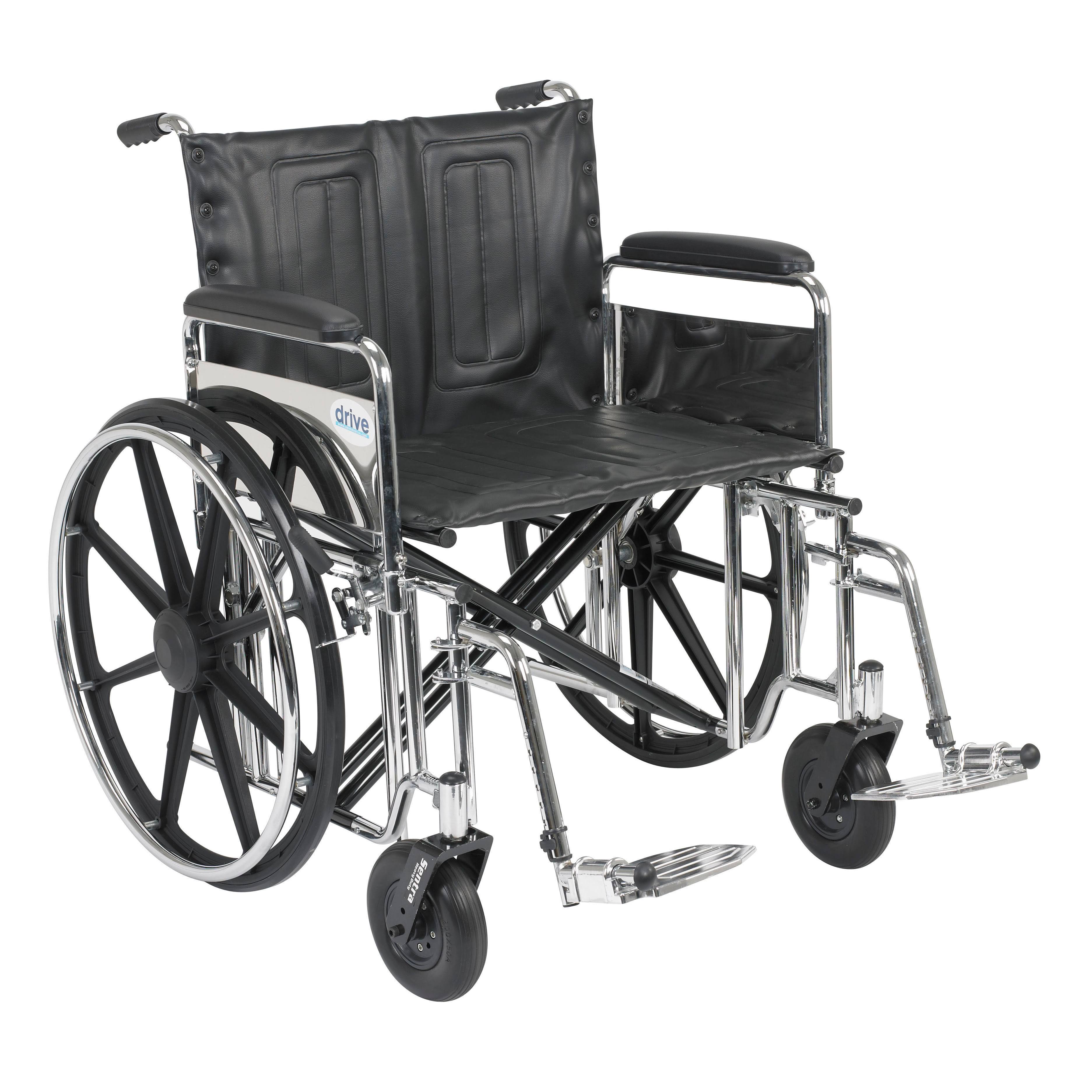 Drive Medical Sentra超重型轮椅，具有多种扶手样式和前索具选项，黑色，减肥24'