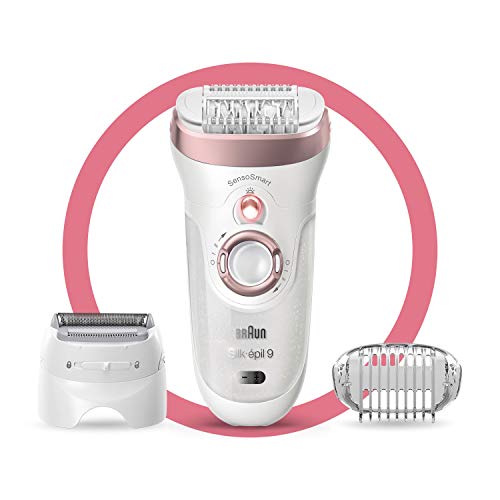 Braun 脱毛器 Silk-pil 9 9-890 女士面部脱毛器、比基尼修剪器、女士干湿两用剃须刀、无线和 7 个附加件