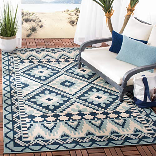 Safavieh 阳台系列VER096-3934绿松石和蓝色（6'7'x 9'6'）地毯，6'7'x 9'6'
