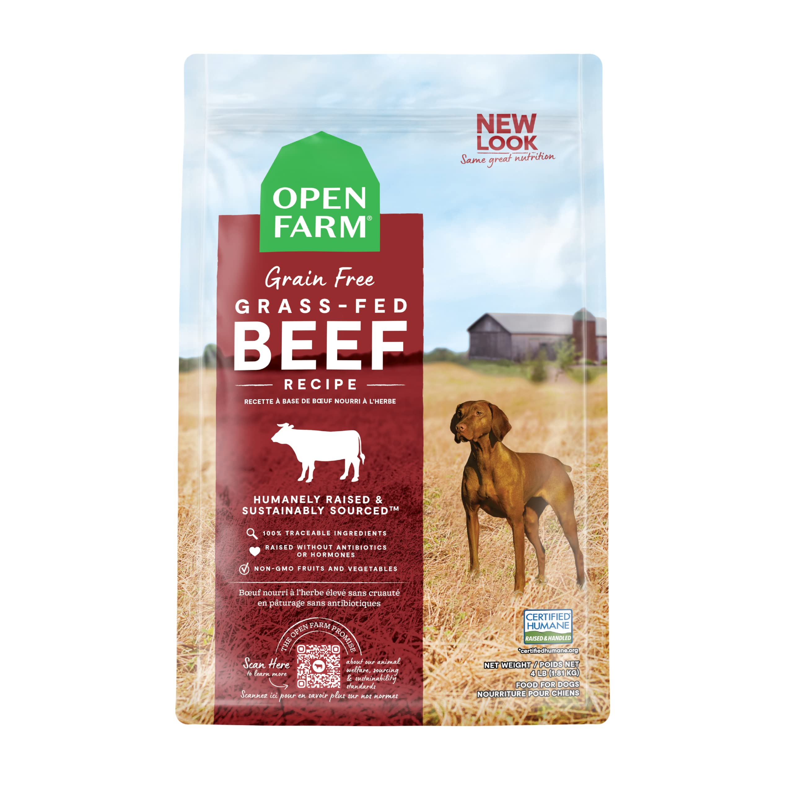 Open Farm 无谷物干狗粮、人道饲养的肉类配方，含有非转基因超级食品，不含人工香料或防腐剂